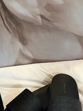 Michael Kors Black Monogram Slide Sandals